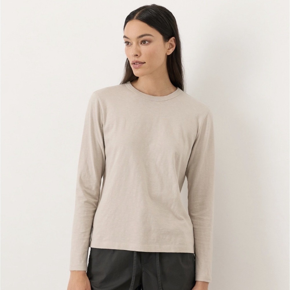 Pact Womens Organic Cotton Long Sleeve Crewneck Tee XXL Nickel Grey Slub Knit